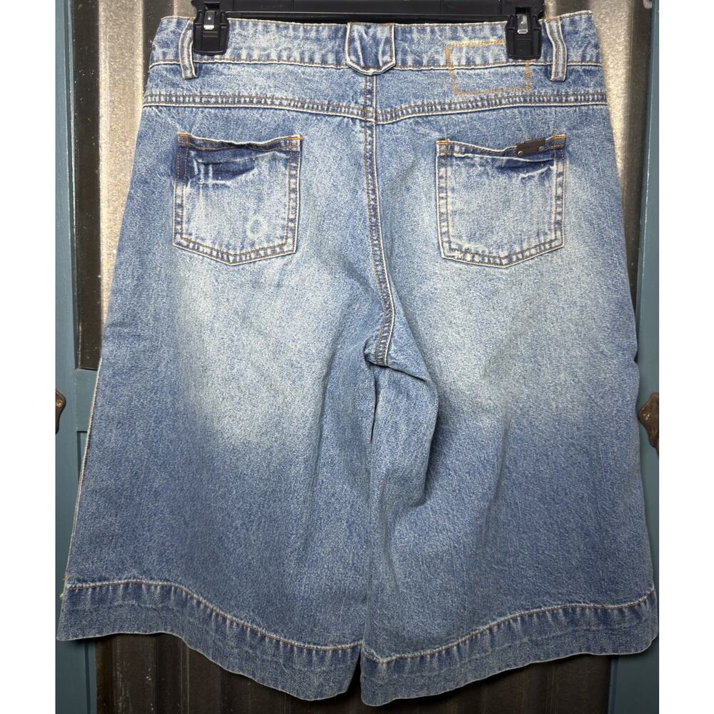 Lulu Jeans Womens Long Denim Shorts Culottes Bermuda Size 29 Distressed Y2K - Picture 3 of 10